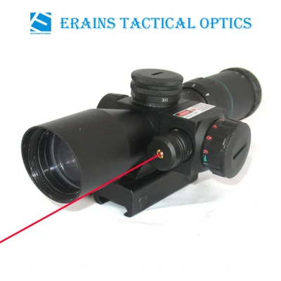 Kompaktes 2,5-10X32-Waffenteleskop-Zielfernrohr, rot-grünes Ziel, Mil-DOT-Absehen, seitlich angebrachtes rotes Laservisier (FDA-zertifiziert)